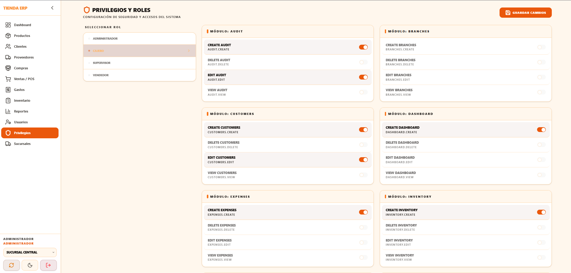 Roles y Seguridad - Tienda ERP